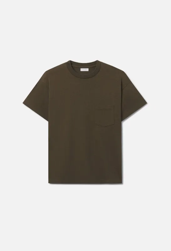 Silk Noil Campus Pocket Tee / Olive sold by John Elliott