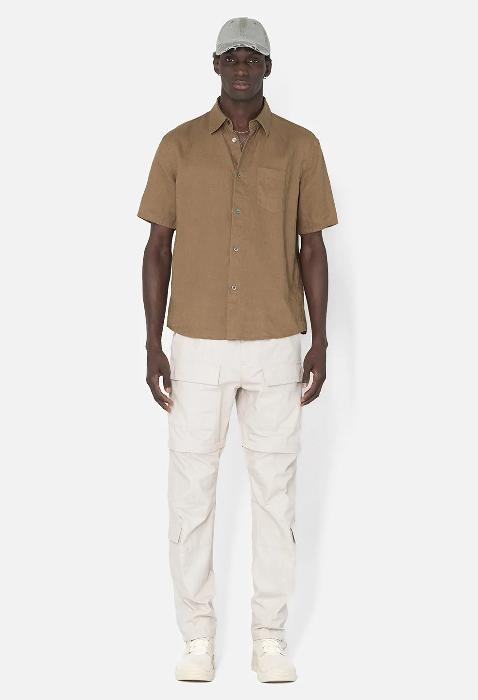 Linen SS Cloak Button Up / Brown sold by John Elliott product image thumbnail 3