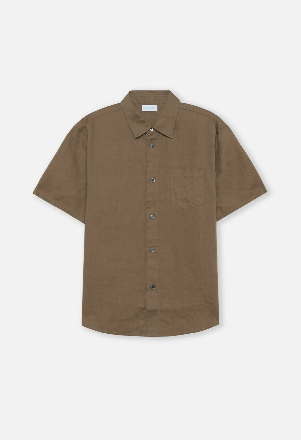 Linen SS Cloak Button Up / Brown sold by John Elliott
