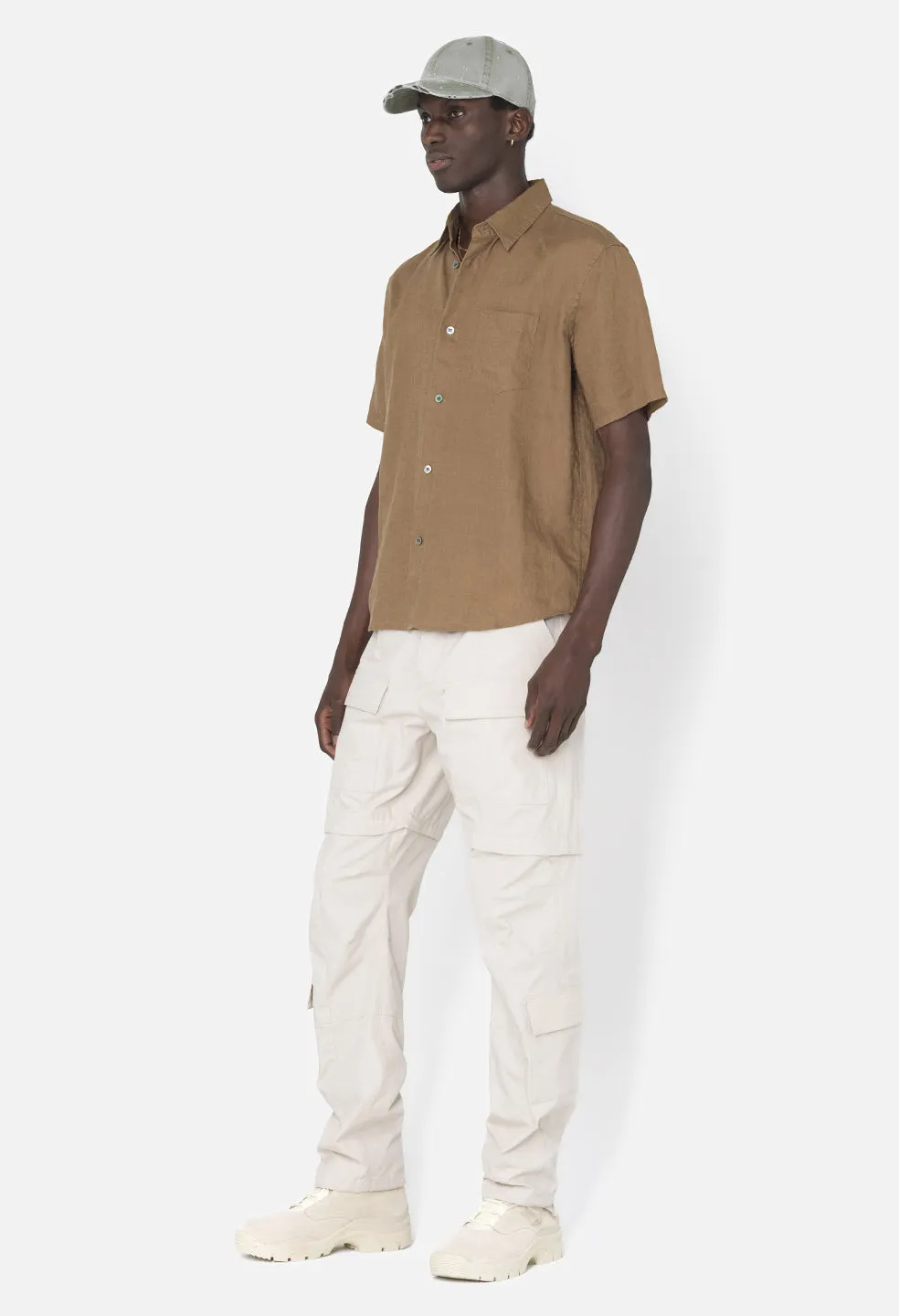 Linen SS Cloak Button Up / Brown sold by John Elliott product image thumbnail 4