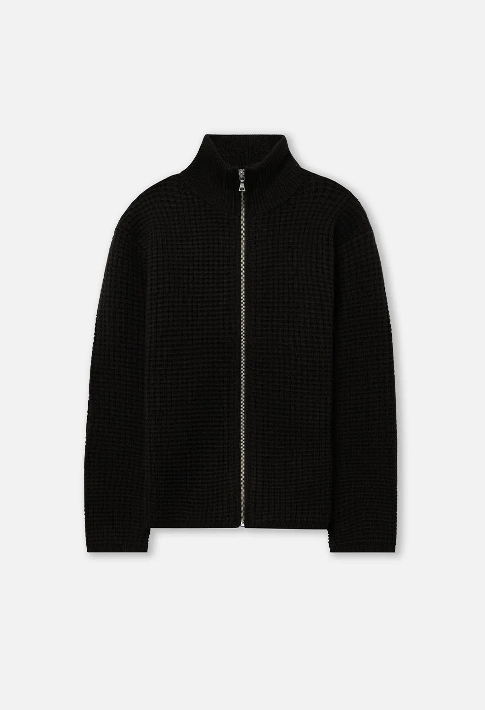 Wool Waffle Knit Full-Zip / Black sold by John Elliott