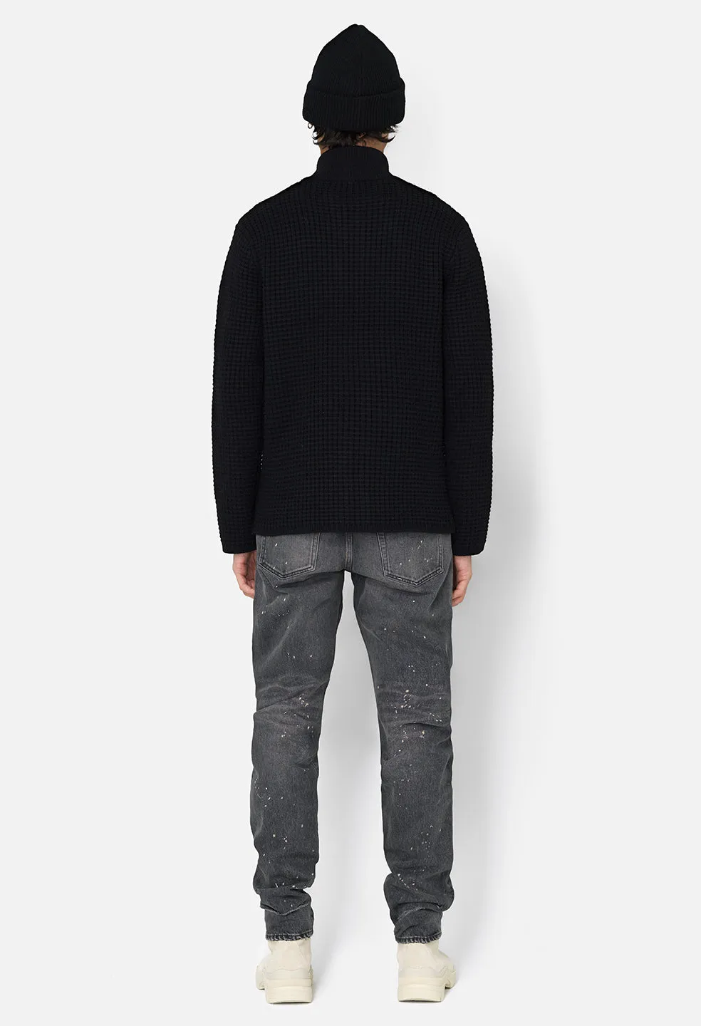 Wool Waffle Knit Full-Zip / Black sold by John Elliott product image thumbnail 5