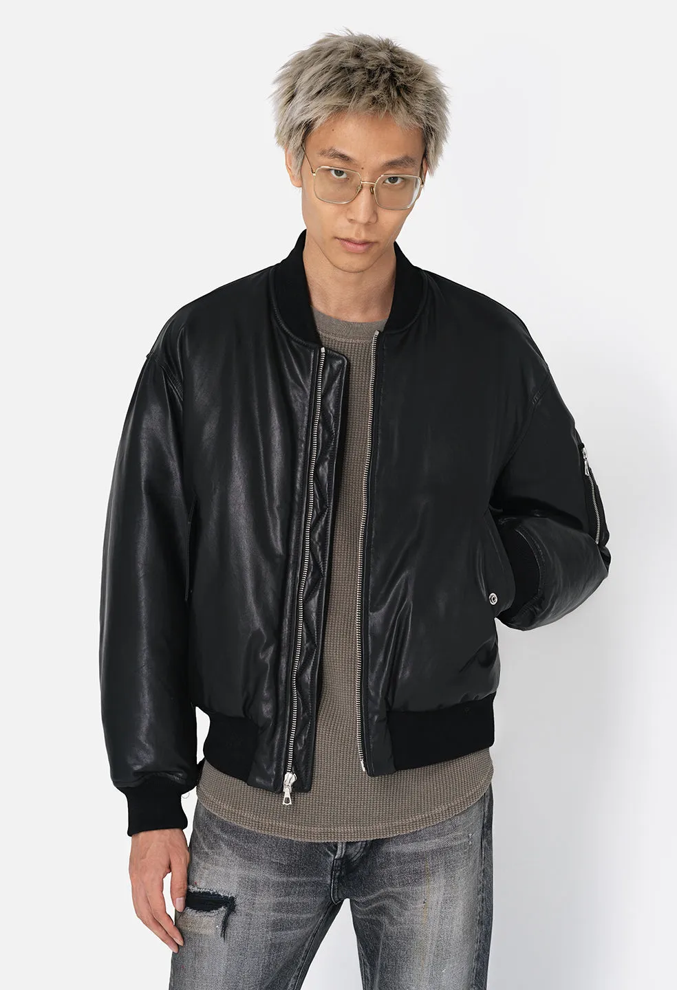 Leather Andes Bomber / Black sold by John Elliott product image thumbnail 2