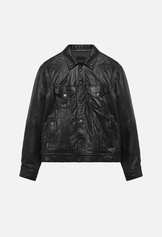 Leather Thumper Jacket Type III / Black sold by John Elliott