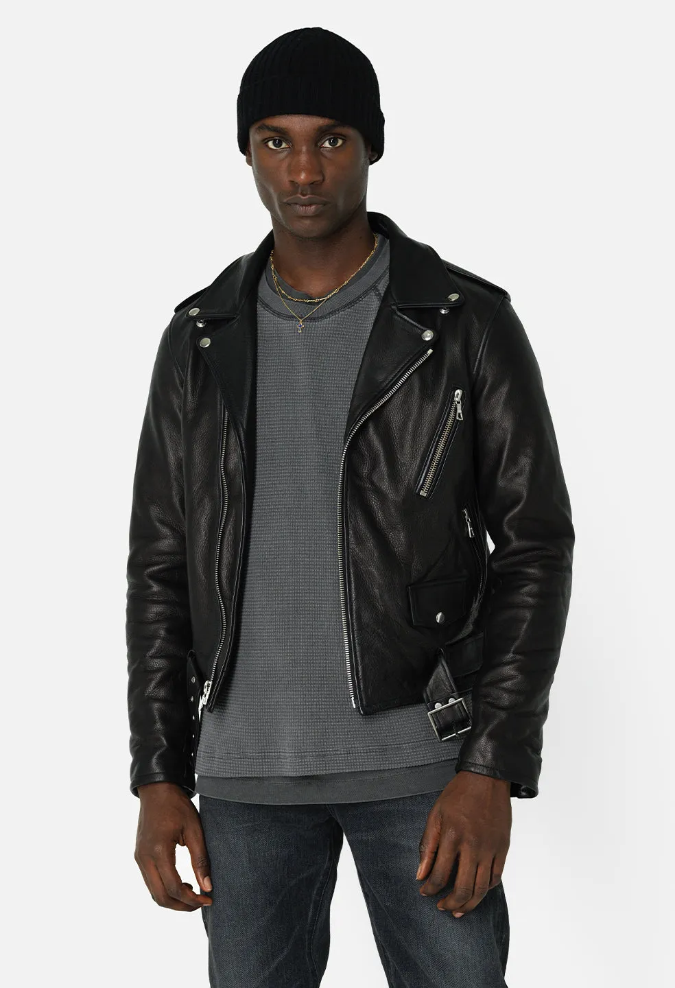 Leather Moto Jacket / Black sold by John Elliott product image thumbnail 2