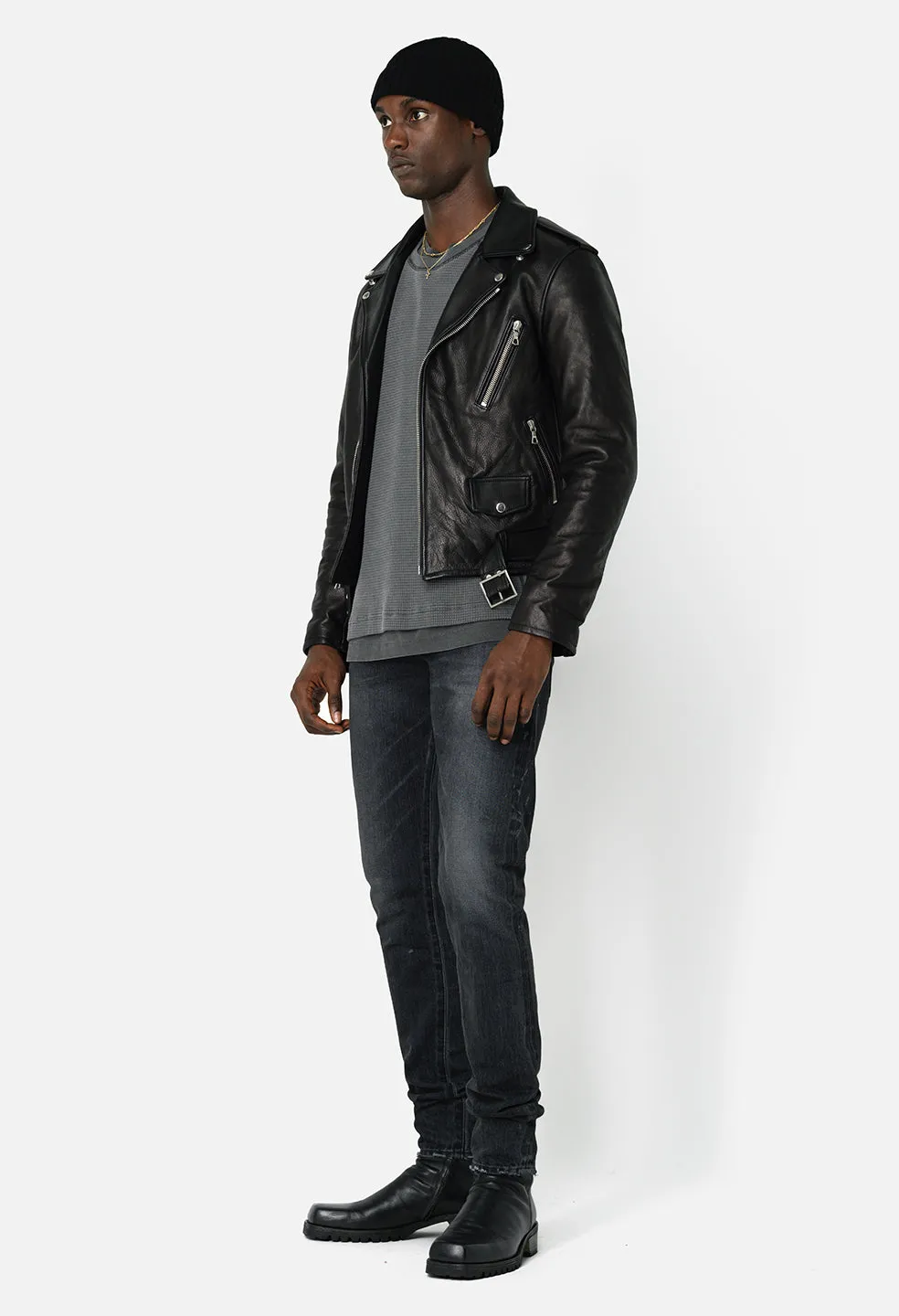 Leather Moto Jacket / Black sold by John Elliott product image thumbnail 4