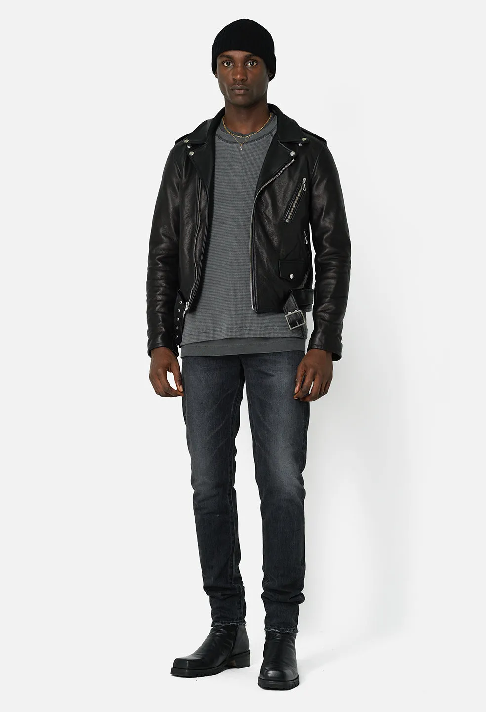 Leather Moto Jacket / Black sold by John Elliott product image thumbnail 3
