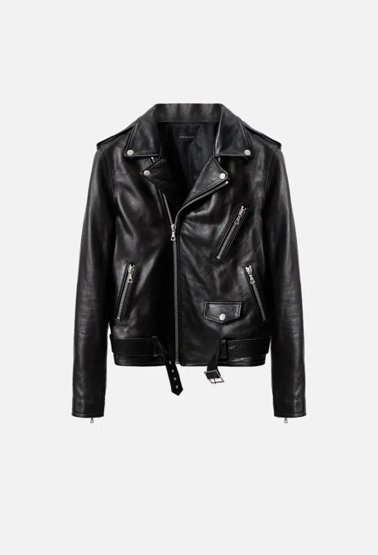 Leather Moto Jacket / Black sold by John Elliott