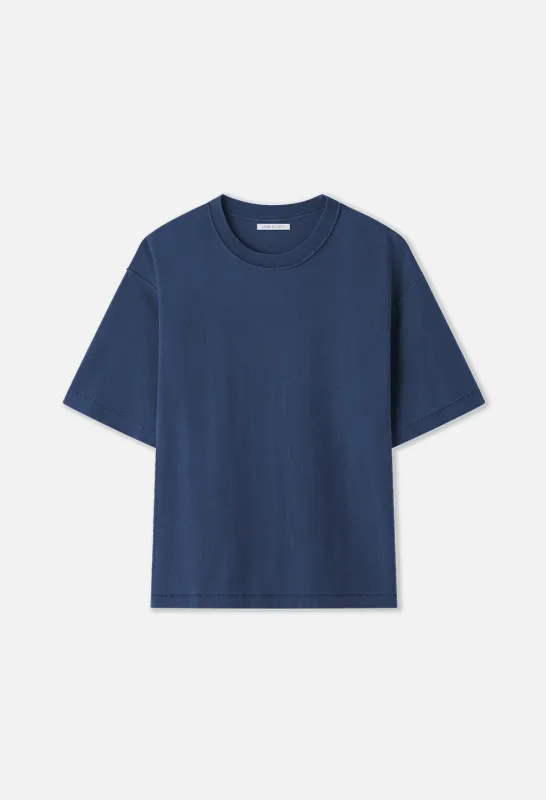 Reversed Cropped Tee / Washed Cadet made by John Elliott