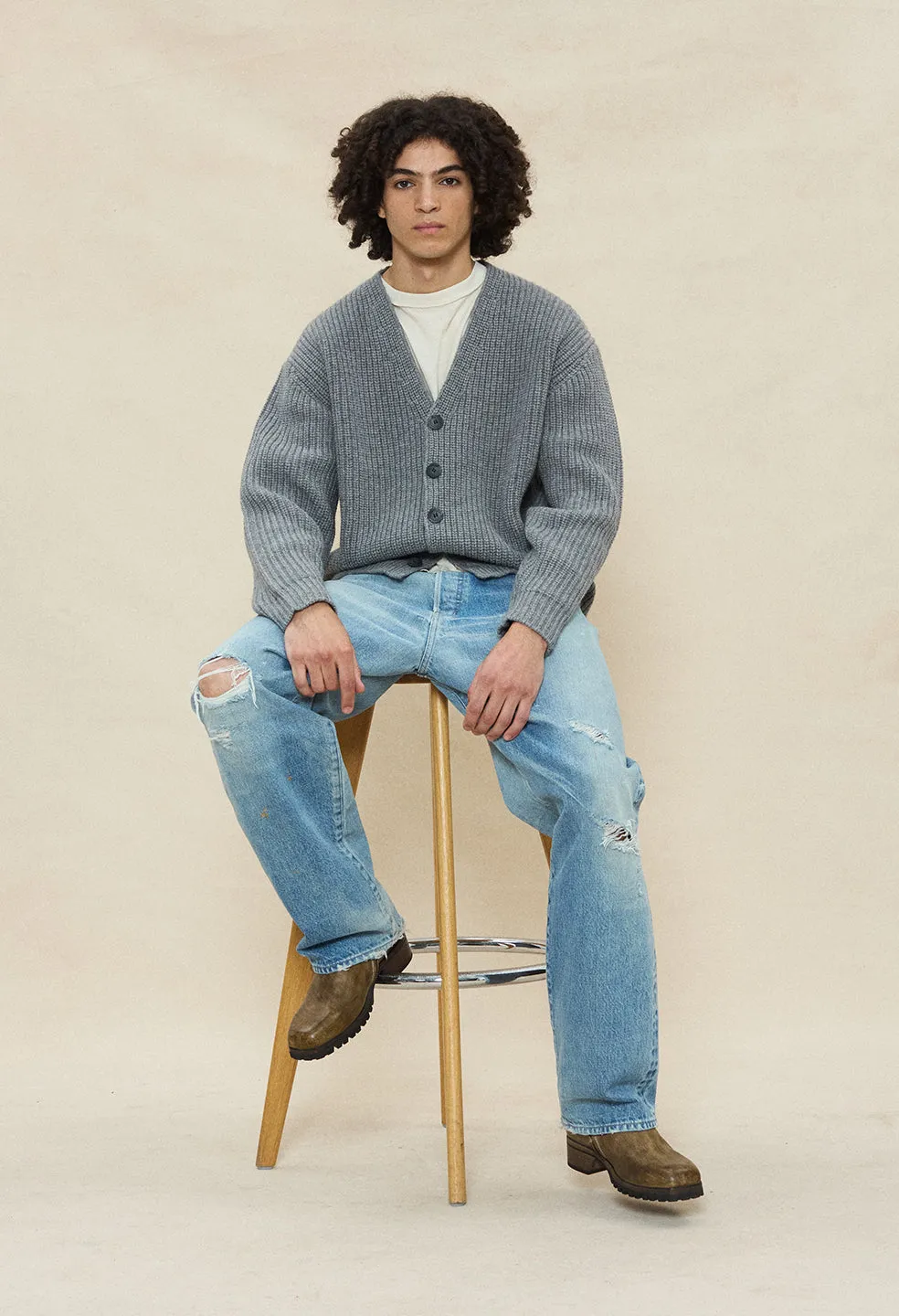 Cashmere Blend Cardigan / Charcoal sold by John Elliott product image thumbnail 3