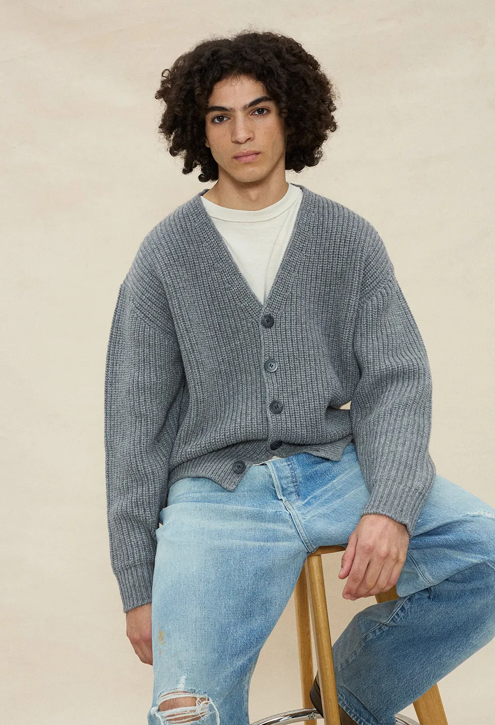 Cashmere Blend Cardigan / Charcoal sold by John Elliott product image thumbnail 2