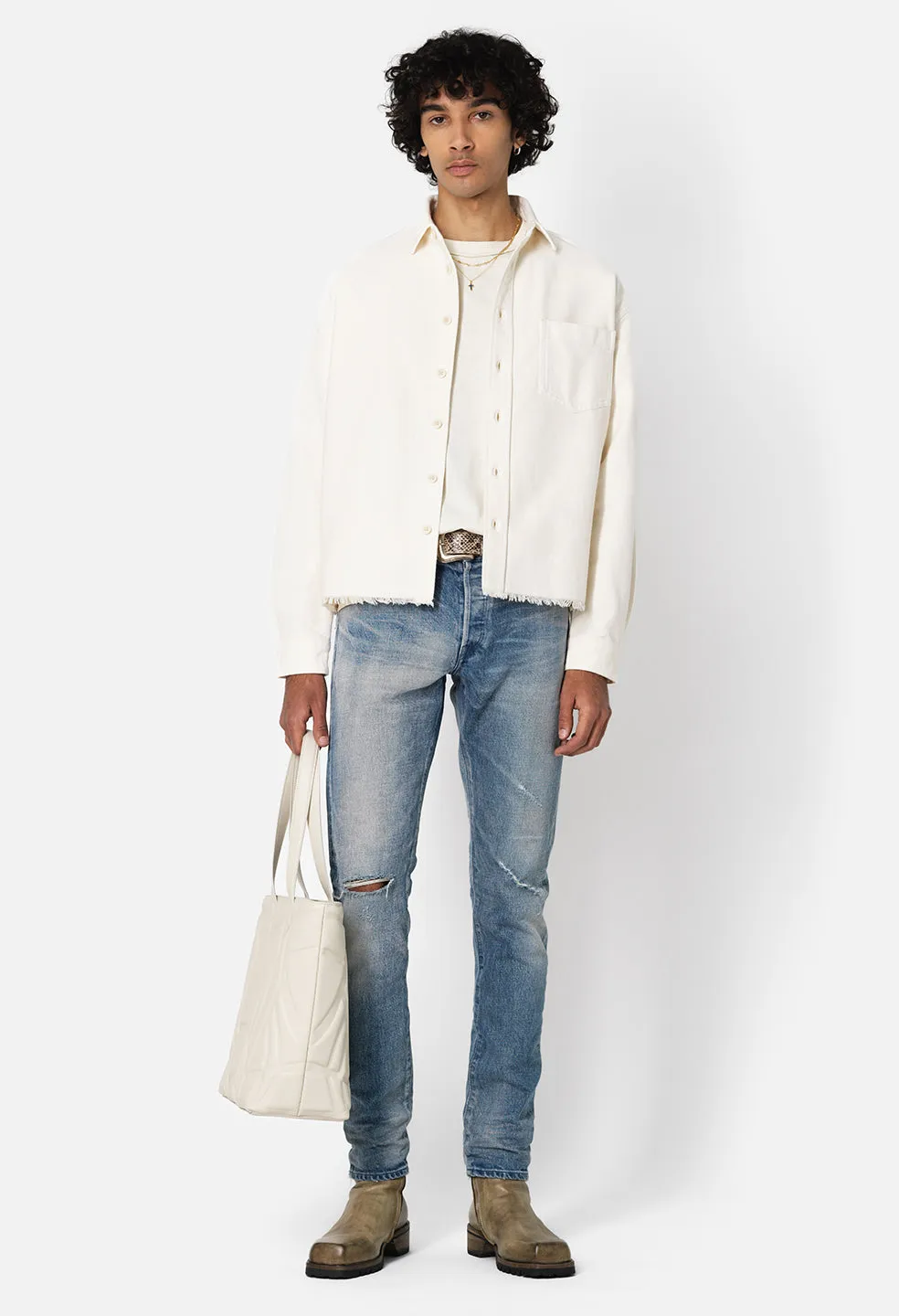Solid Hemi Oversized Shirt / Salt sold by John Elliott product image thumbnail 4