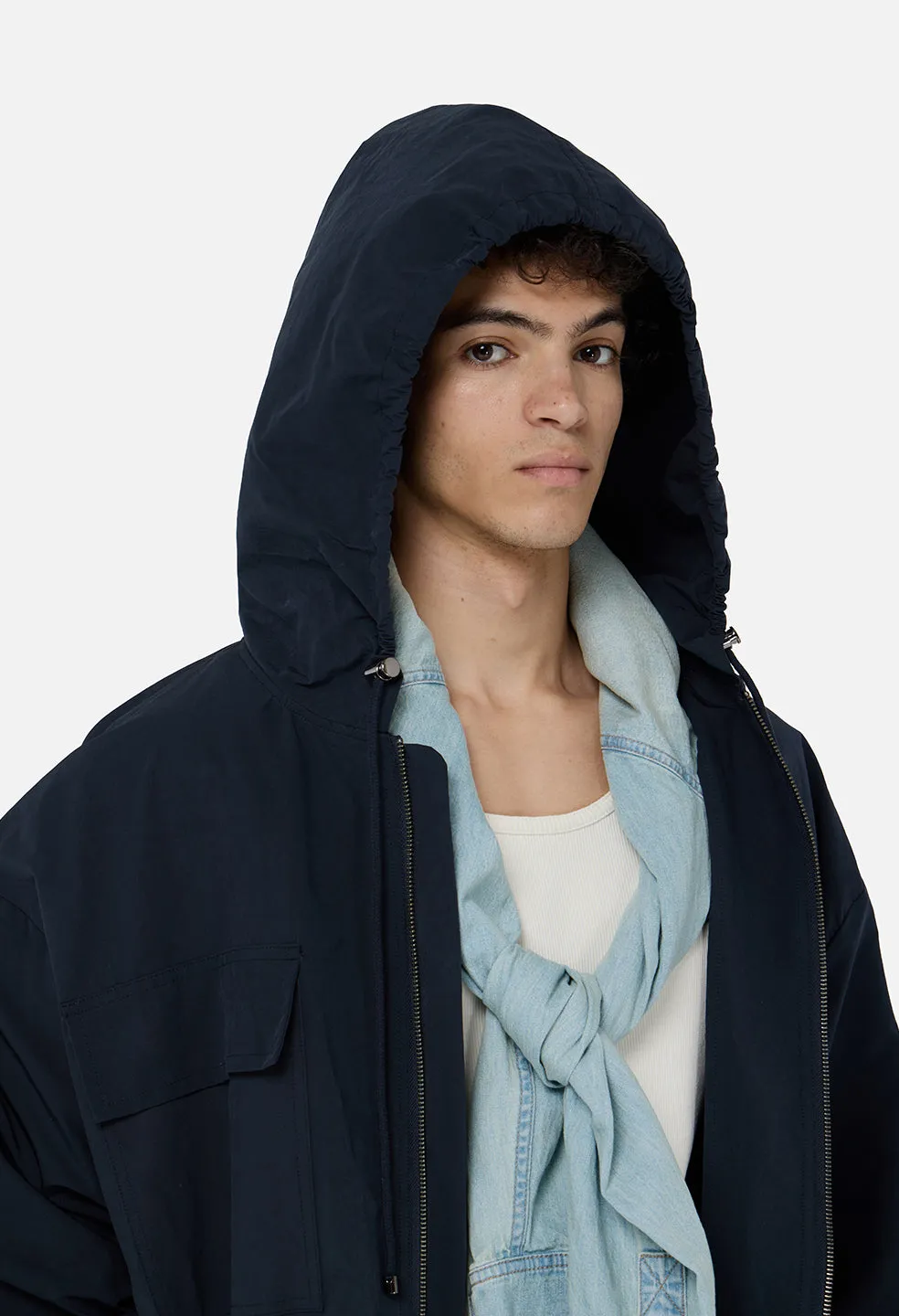 Vero Brushed Nylon Hooded Trench / Dark Navy sold by John Elliott product image thumbnail 5