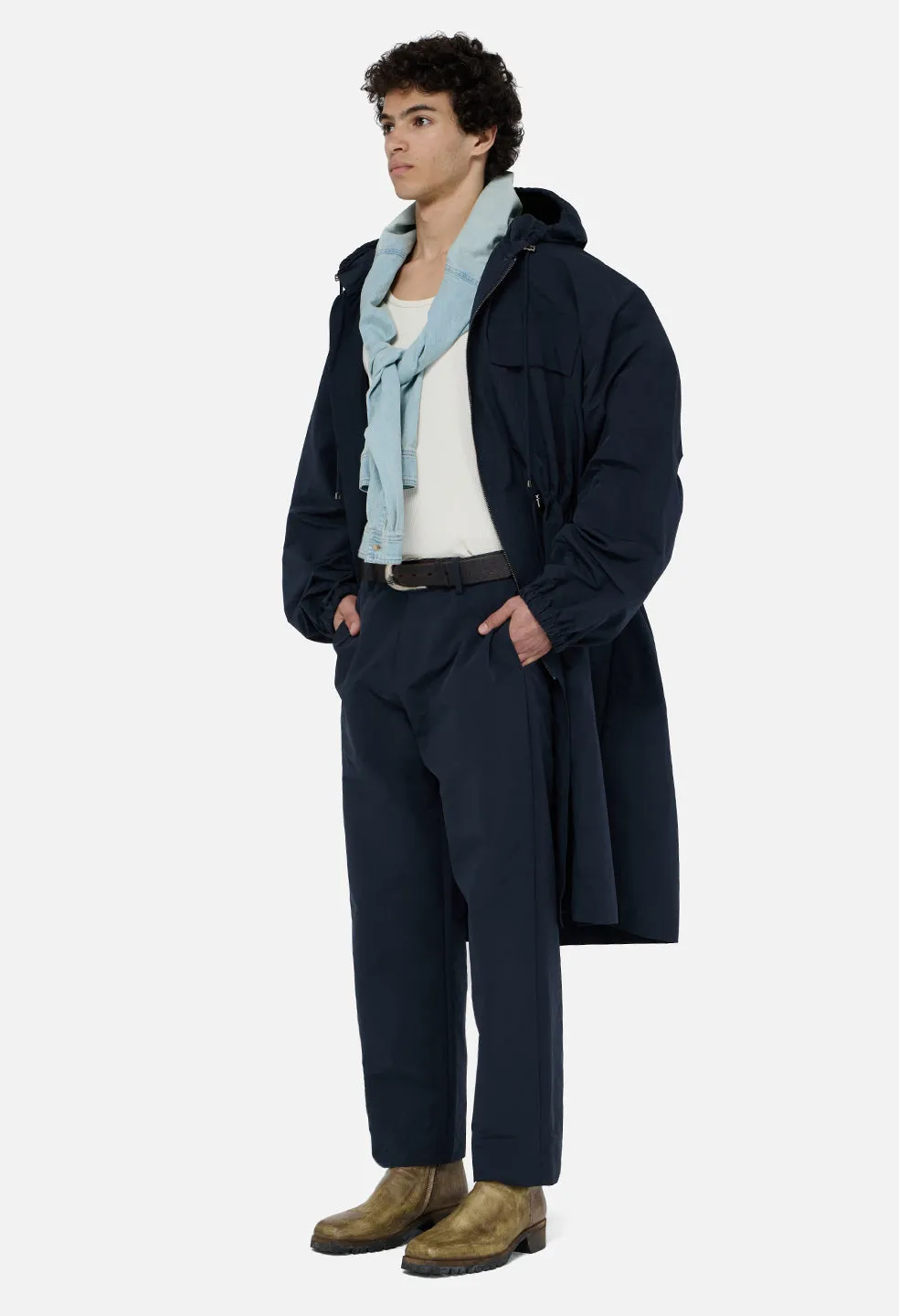 Vero Brushed Nylon Hooded Trench / Dark Navy sold by John Elliott product image thumbnail 3