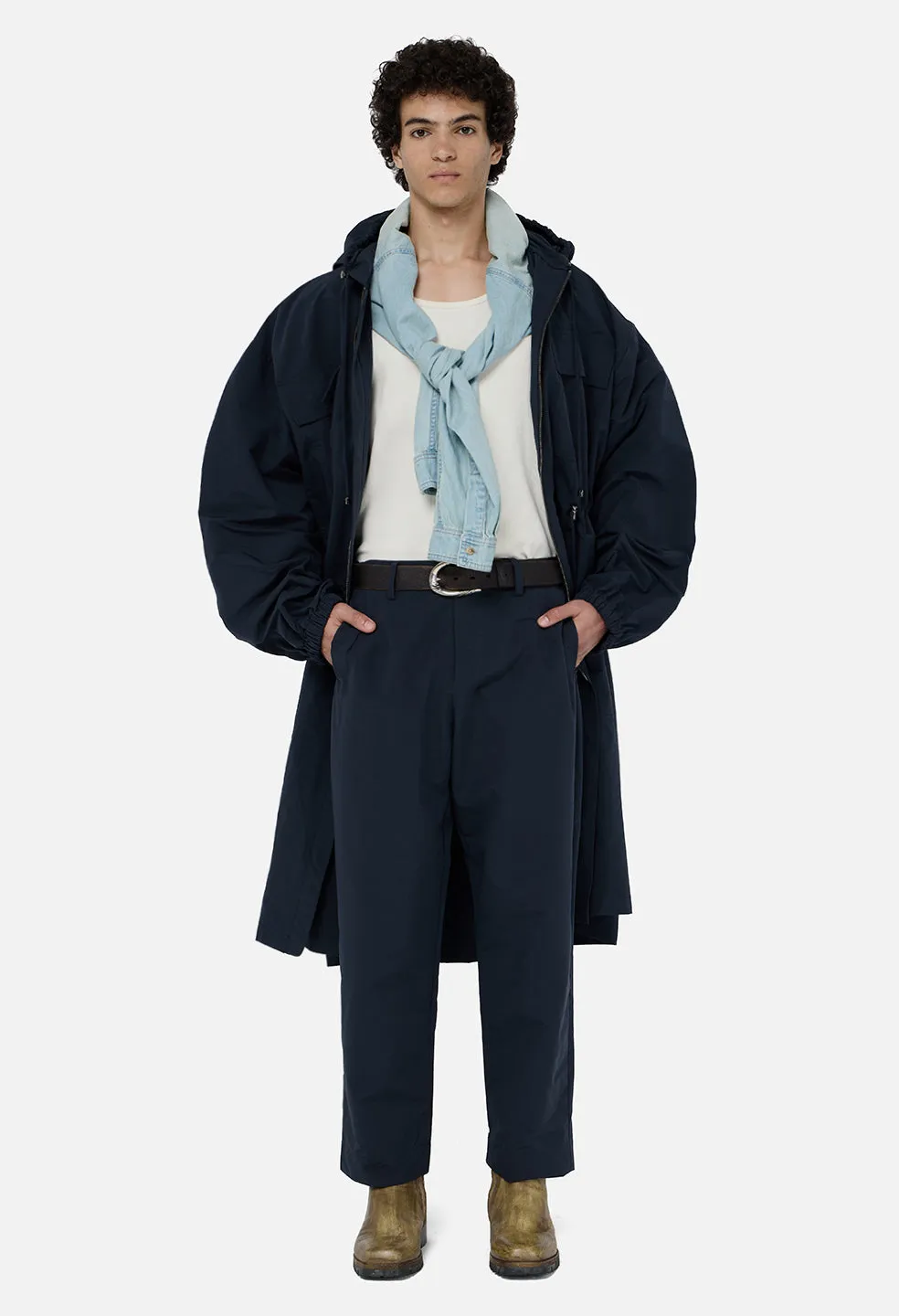 Vero Brushed Nylon Hooded Trench / Dark Navy sold by John Elliott product image thumbnail 2