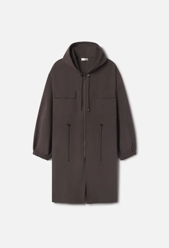 Vero Brushed Nylon Hooded Trench / Charcoal sold by John Elliott