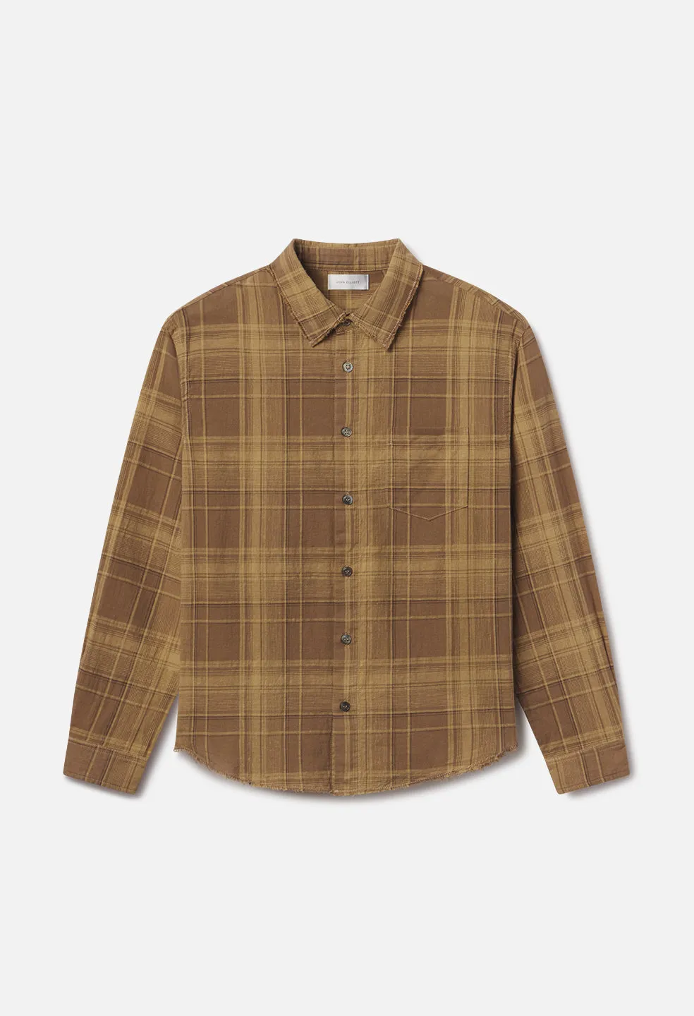 Raw Edge Cropped Cloak / Mocha Check sold by John Elliott