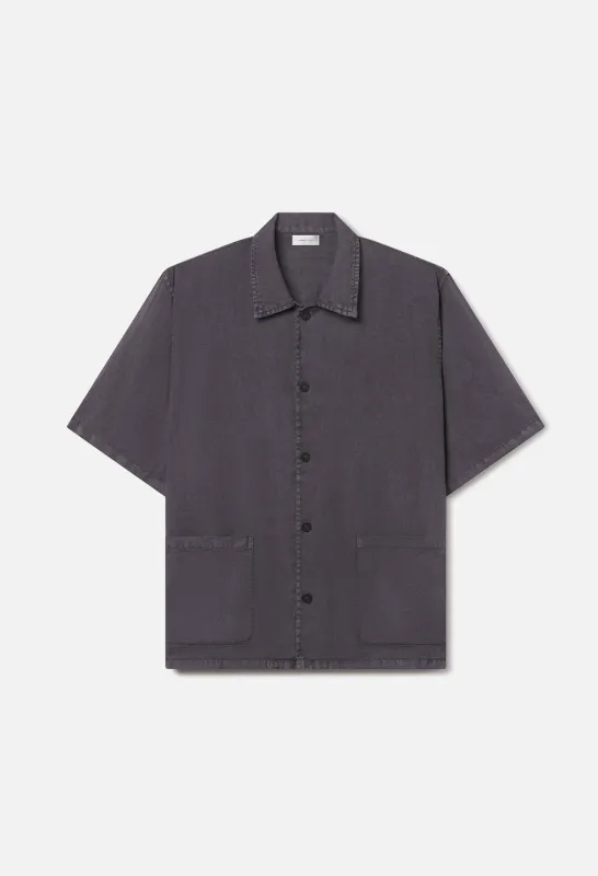 Nigril Linen Smoking Shirt / Washed Black made by John Elliott
