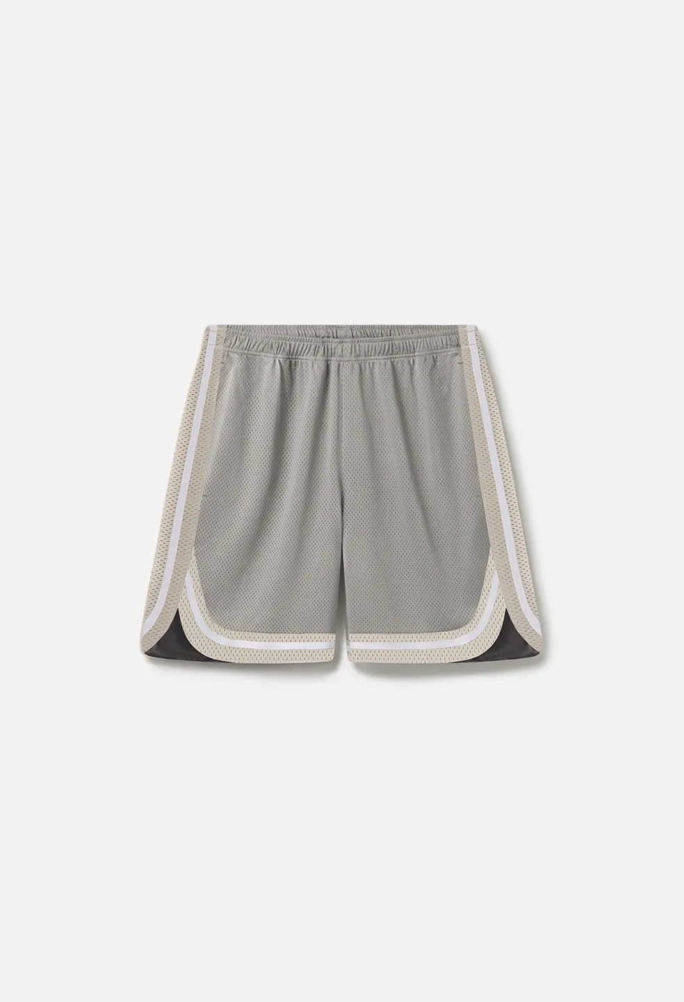 Shaolin Oversized Court Shorts / Grey x Tan sold by John Elliott