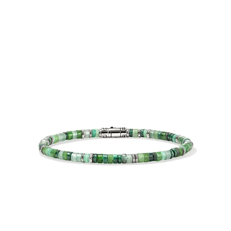Heishi Bracelet, Hardstones, Emeralds, Sterling Silver|BUS900698MHQZATR sold by John Hardy