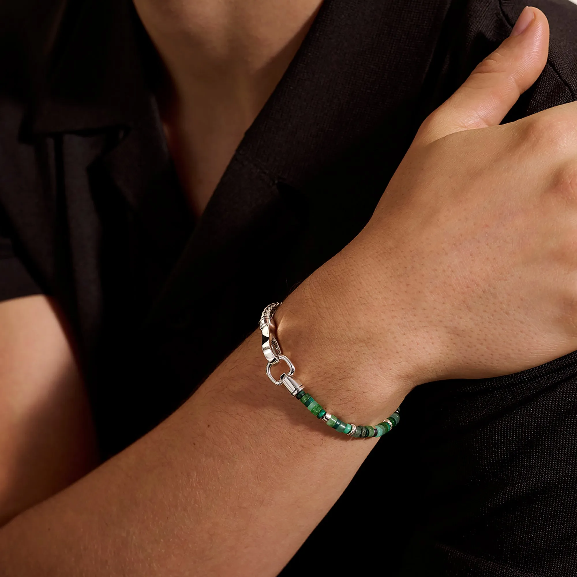 Heishi Chain Bracelet, Sterling Silver, Hardstones, Emeralds|BUS9012521MHQZATR sold by John Hardy product image thumbnail 5