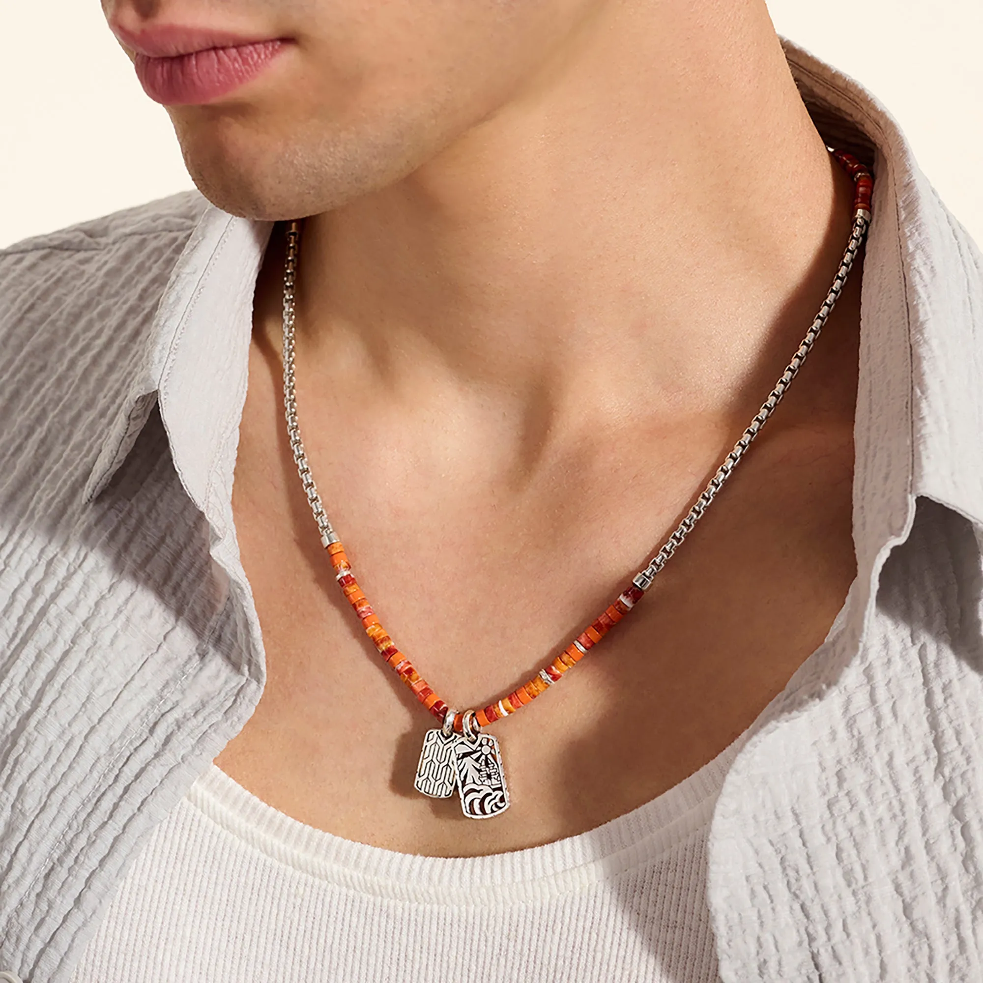 Heishi Tag Necklace, Sterling Silver, Spiny Oyster Shells|NMS989611OROYS sold by John Hardy product image thumbnail 5