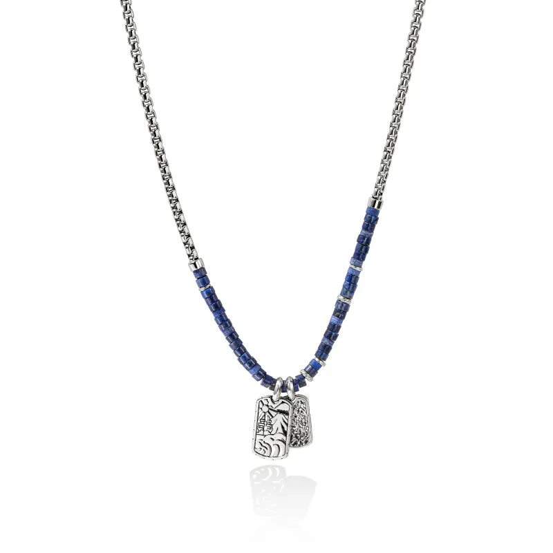 Heishi Tag Necklace, Sterling Silver, Hardstones|NMS989611LPZ sold by John Hardy