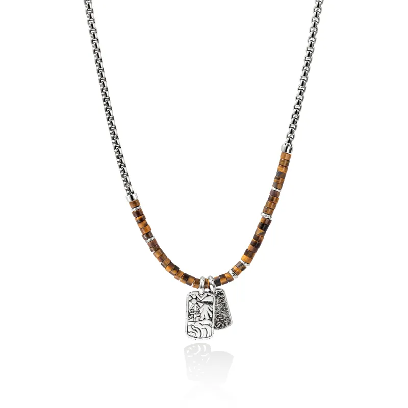 Heishi Tag Necklace, Sterling Silver, Hardstones|NMS989611TE sold by John Hardy