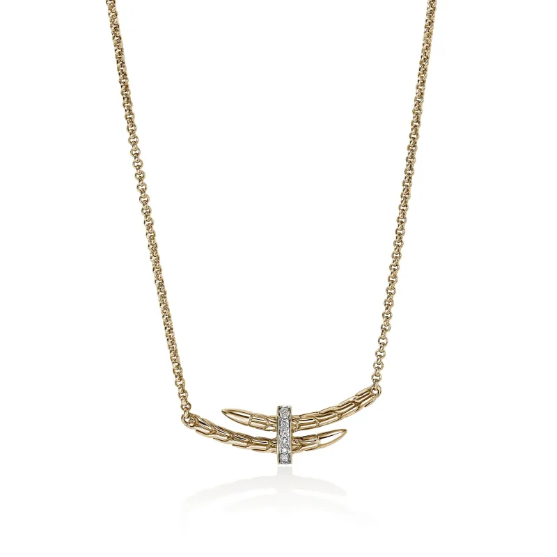 Spear Station Necklace, Gold, Diamonds|NGGX989582DI sold by John Hardy