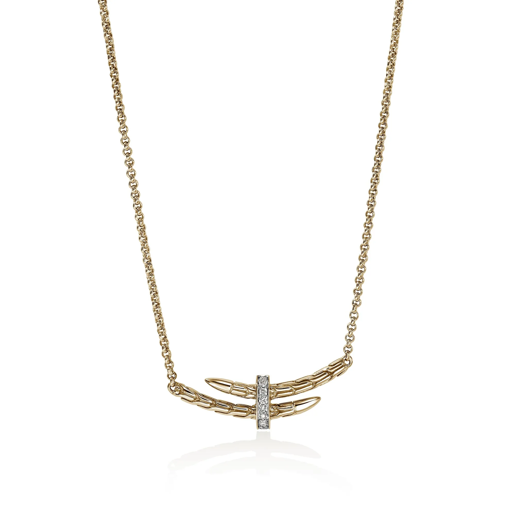 Spear Station Necklace, Gold, Diamonds|NGGX989582DI sold by John Hardy