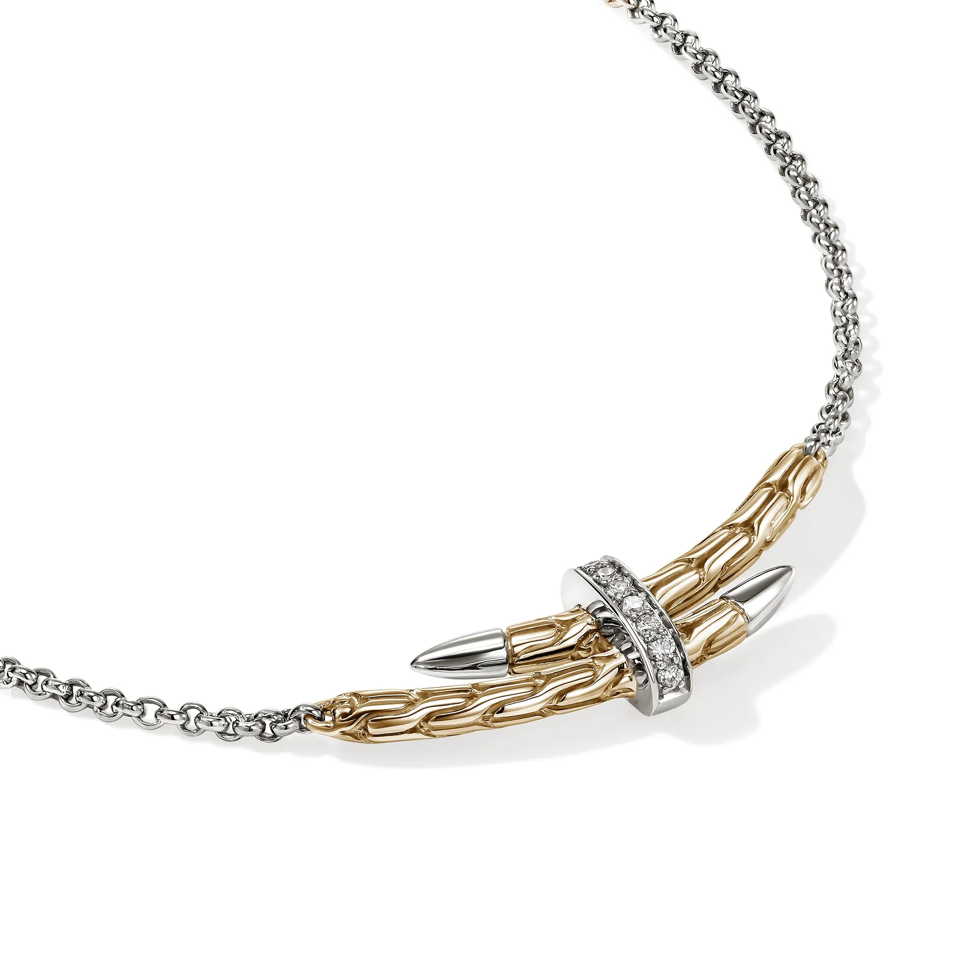 Spear Station Necklace, Gold, Sterling Silver, Diamonds|NZZP989582DI sold by John Hardy product image thumbnail 2