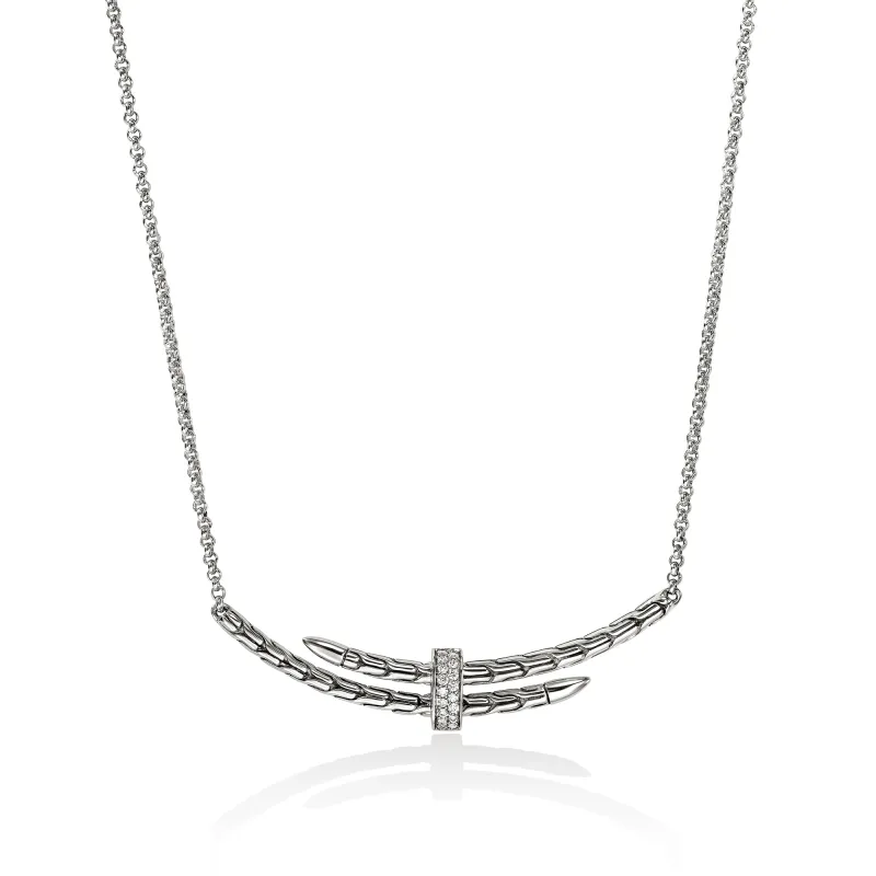 Spear Station Necklace, Sterling Silver, Diamonds|NBP989592DI sold by John Hardy