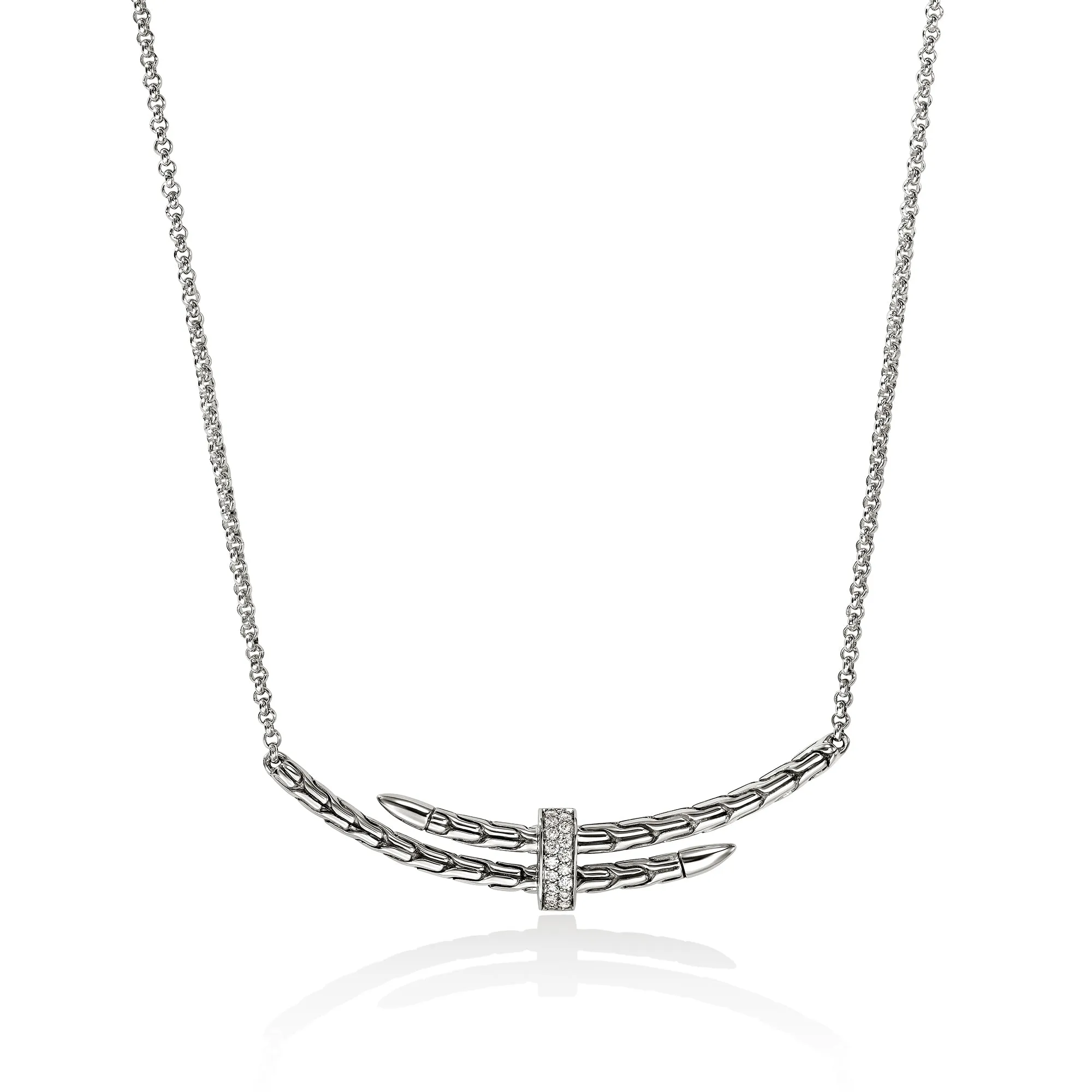 Spear Station Necklace, Sterling Silver, Diamonds|NBP989592DI sold by John Hardy