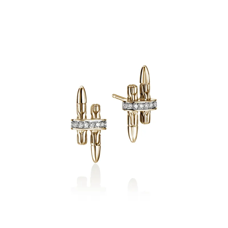 Spear Stud Earrings, Gold, Diamonds|EGGX989562DI sold by John Hardy