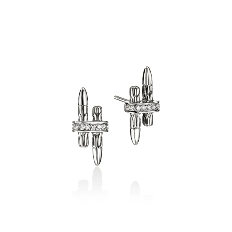 Spear Stud Earrings, Sterling Silver, Diamonds|EBP989562DI sold by John Hardy