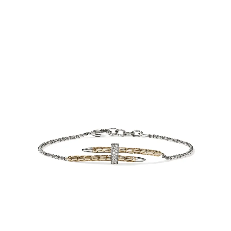 Spear Station Bracelet, Gold, Sterling Silver, Diamonds|BUZZP989572DI sold by John Hardy