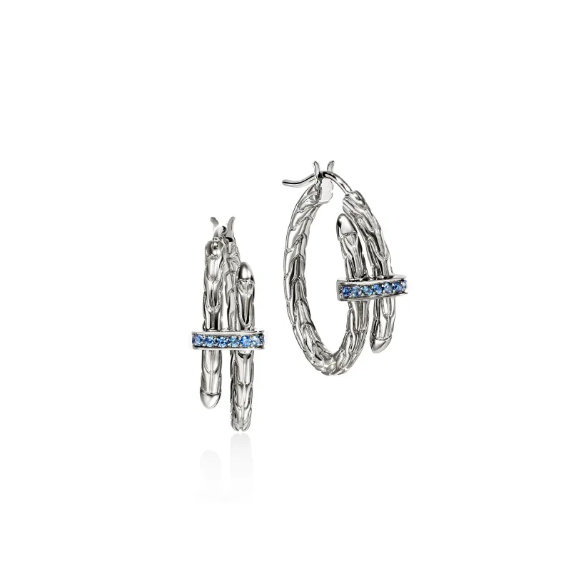 Spear Hoop Earrings, Sterling Silver, Blue Sapphire, 22.5MM|EBS986744BSP sold by John Hardy