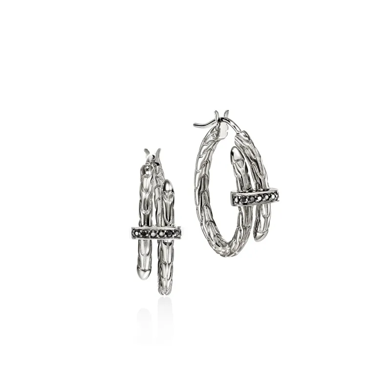 Spear Hoop Earrings, Sterling Silver, Black Sapphire, 22.5MM|EBS986744BLS sold by John Hardy