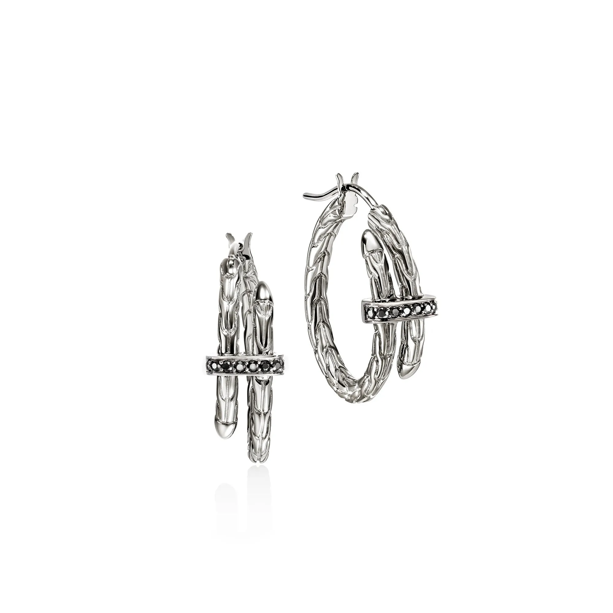 Spear Hoop Earrings, Sterling Silver, Black Sapphire, 22.5MM|EBS986744BLS sold by John Hardy