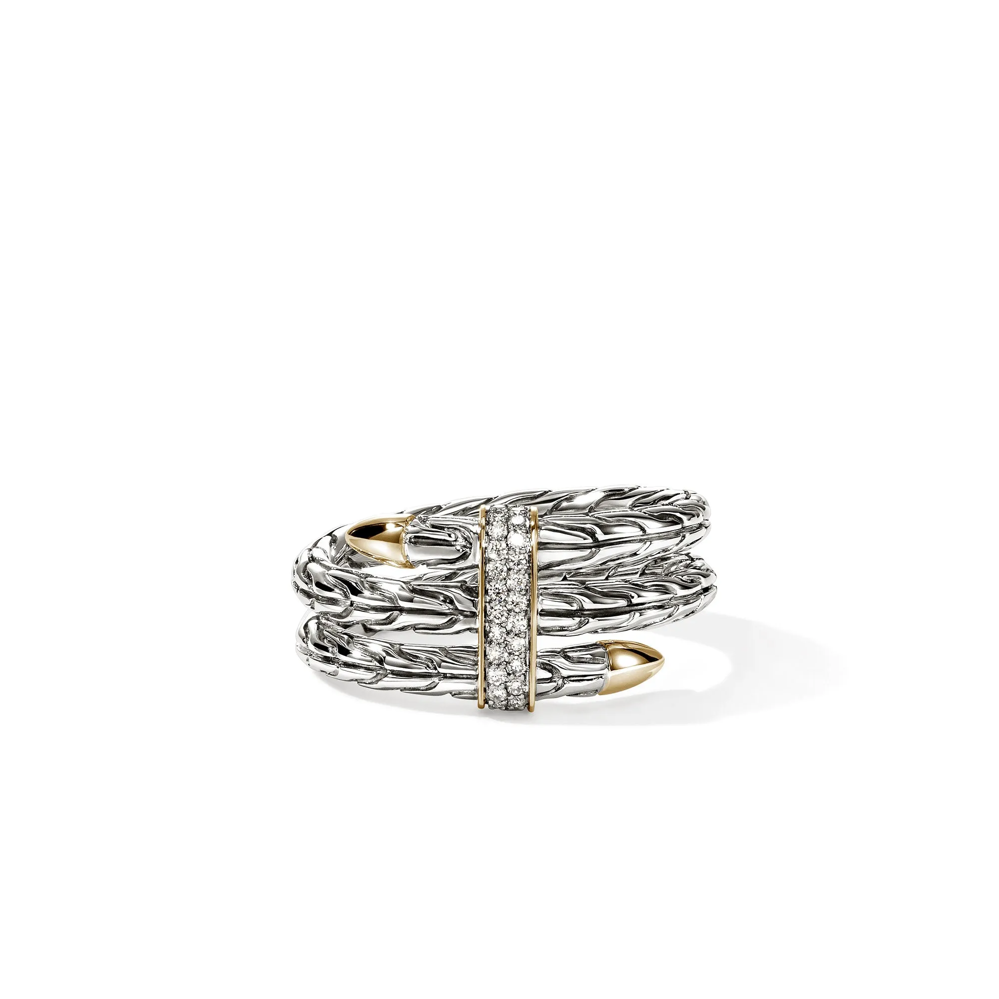 Spear Triple Tier Ring, Gold, Sterling Silver, Diamonds|RZZP986812DI sold by John Hardy