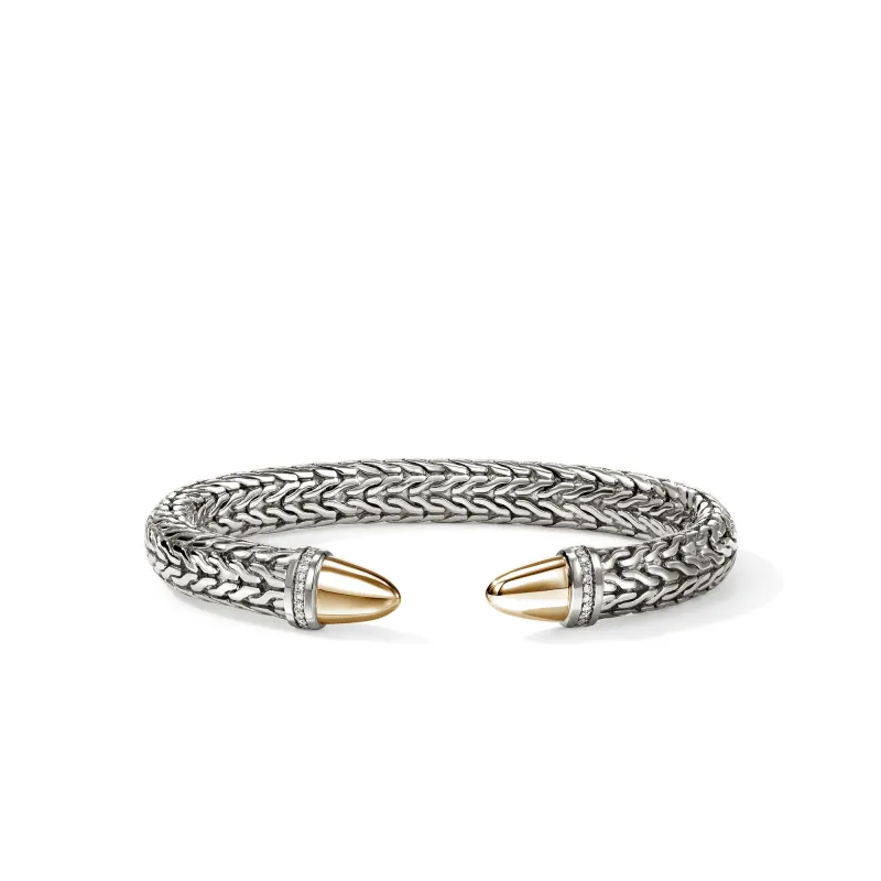 Spear 50 Flex Cuff, Gold, Sterling Silver, Diamonds|CZZP9889822DI sold by John Hardy