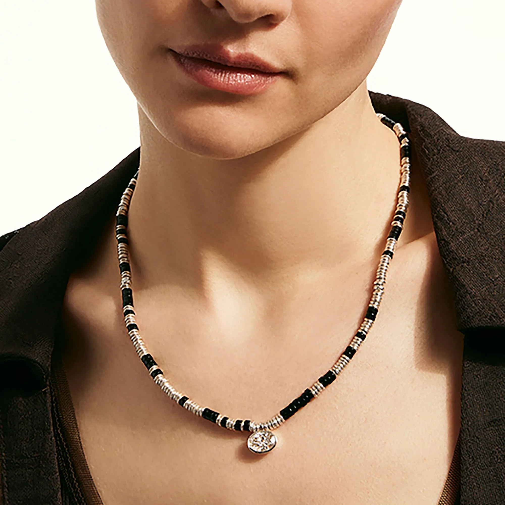 JH Lovestruck™ Heishi Pendant Necklace, Sterling Silver, Hardstones, Diamond, 3.0TCW|NBP4303831BONLGD sold by John Hardy product image thumbnail 4