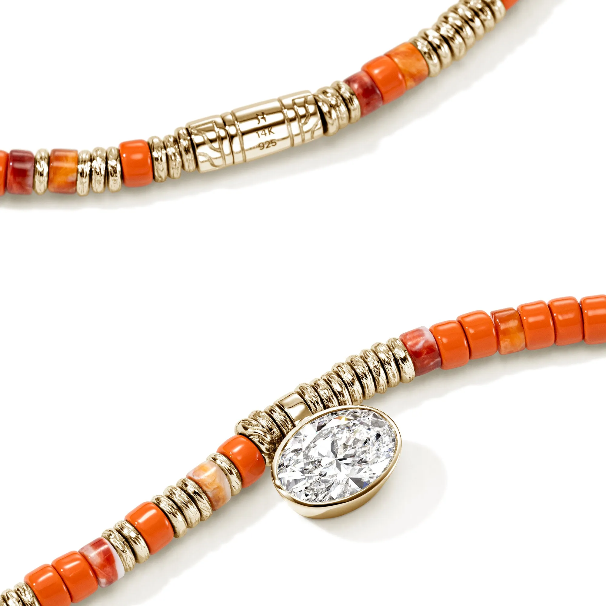 JH Lovestruck™ Heishi Pendant Necklace, Gold, Sterling Silver, Hardstones, Enamel, Diamond, 3.0TCW|NZZP430383OROYSLGD sold by John Hardy product image thumbnail 2