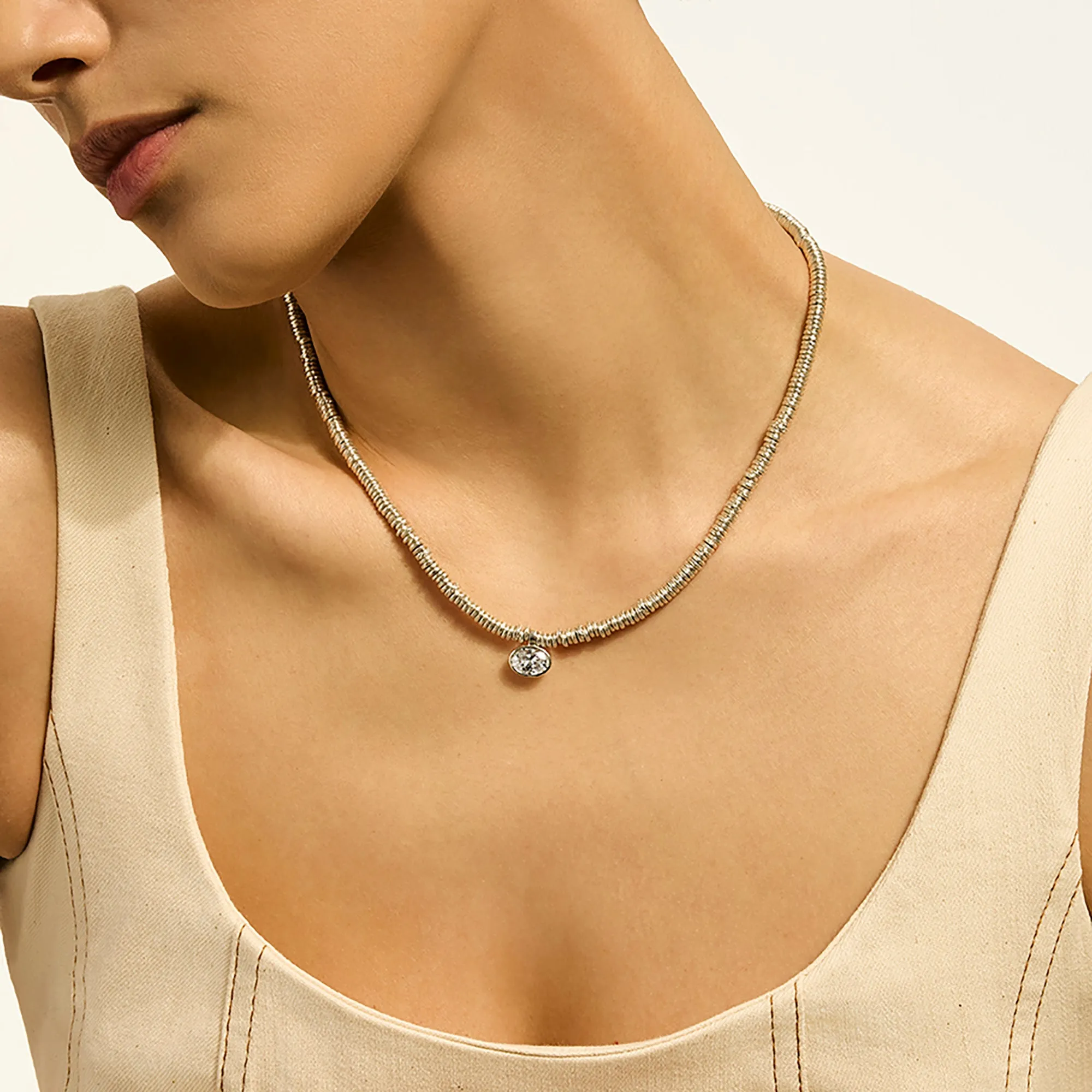 JH Lovestruck™ Heishi Pendant Necklace, Sterling Silver, Diamond, 2.0TCW|NBP43044LGD sold by John Hardy product image thumbnail 4