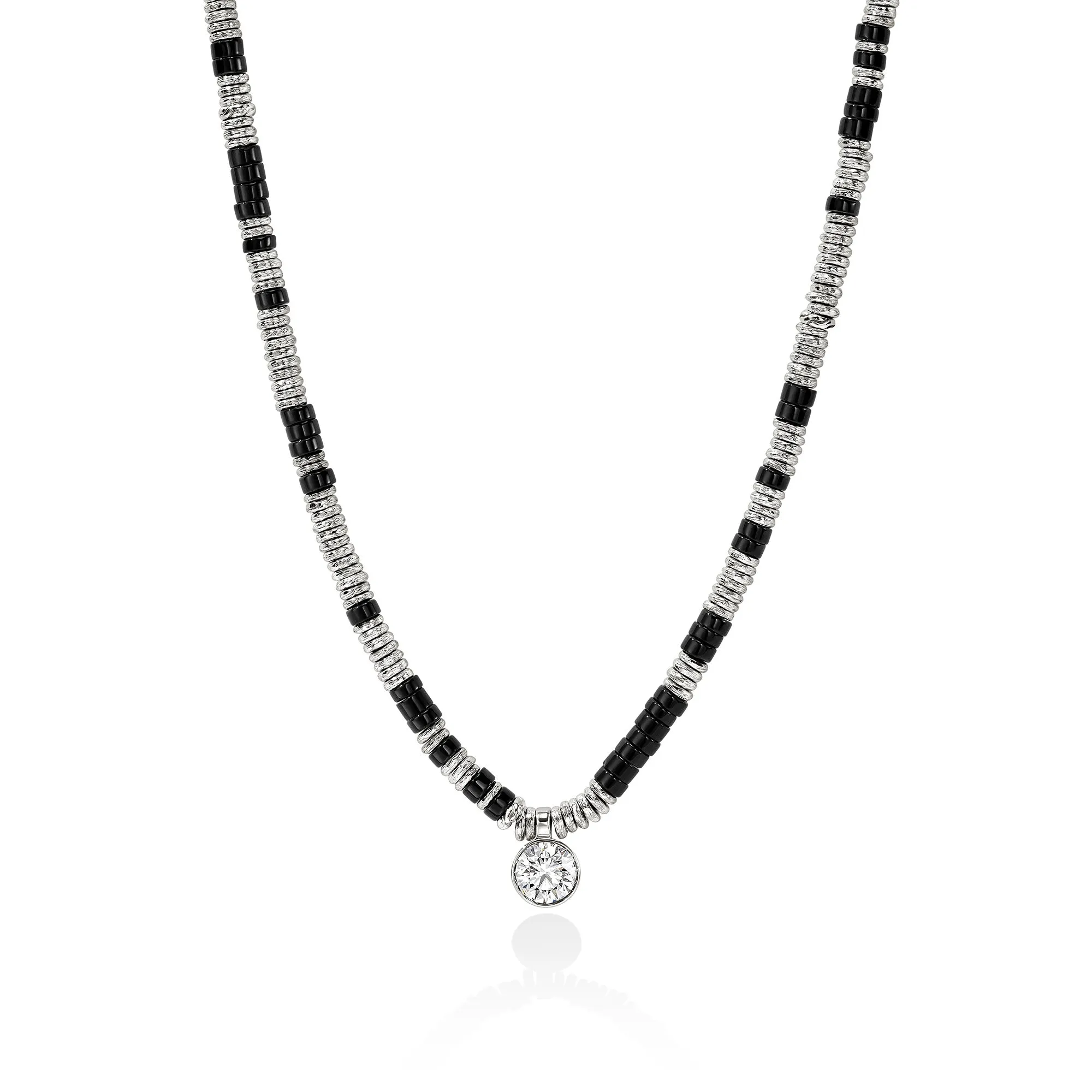 JH Lovestruck™ Heishi Pendant Necklace, Sterling Silver, Hardstones, Diamond, 1.25TCW|NBP4303931BONLGD sold by John Hardy