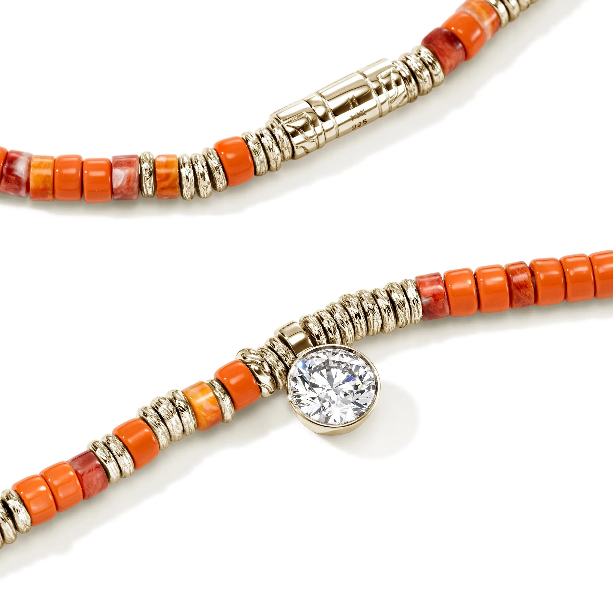 JH Lovestruck™ Heishi Pendant Necklace, Gold, Sterling Silver, Hardstones, Enamel, Diamond, 1.25TCW|NZZP430393OROYSLGD sold by John Hardy product image thumbnail 2