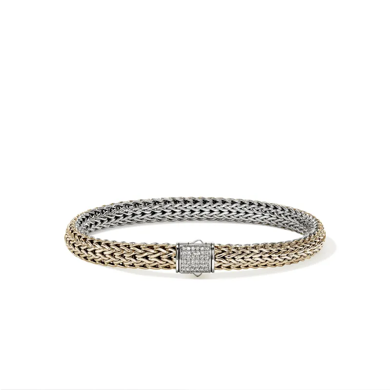 Icon Bracelet, Reversible, Gold, Sterling Silver, Diamonds, 6.5MM|BUZZP9909042RVDI sold by John Hardy