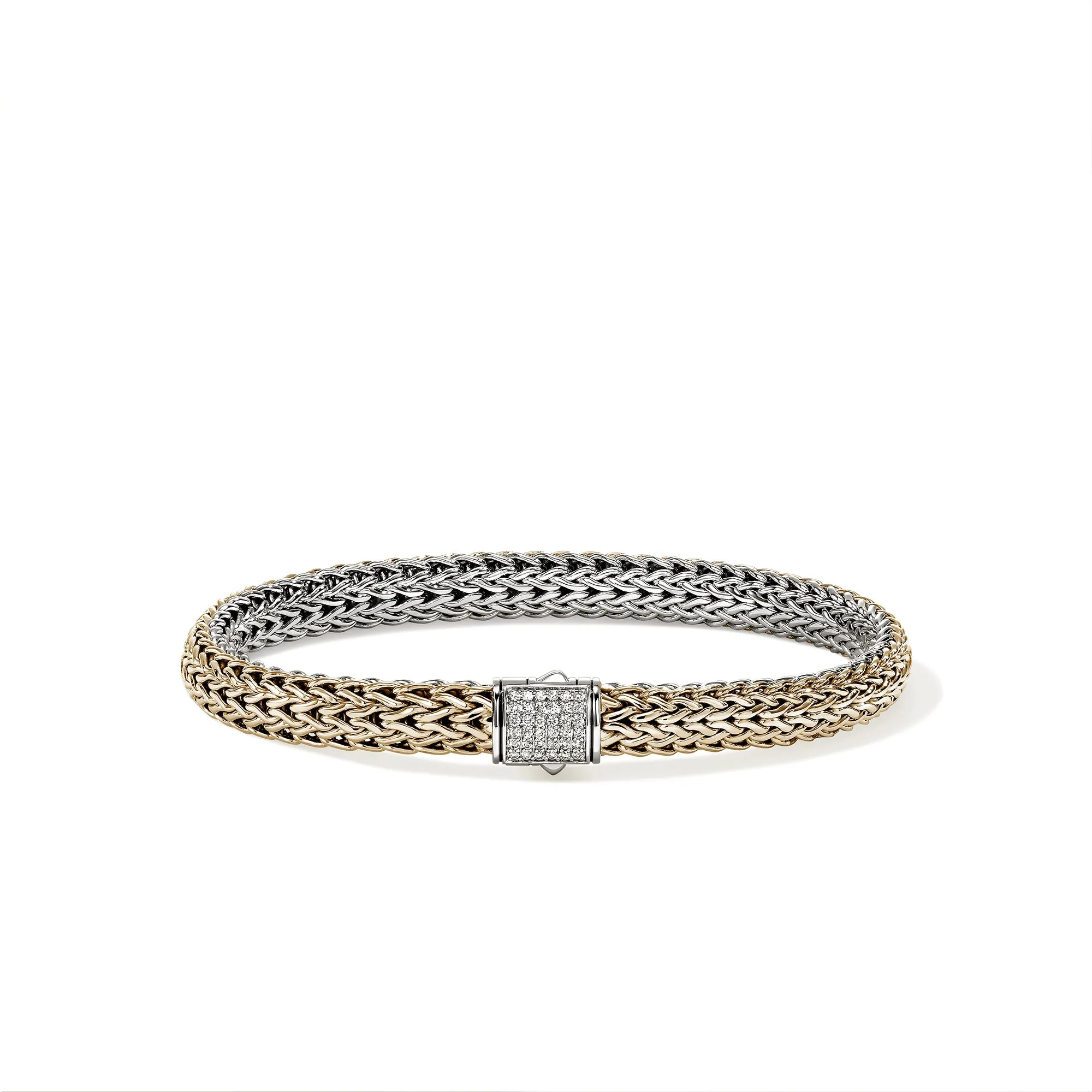 Icon Bracelet, Reversible, Gold, Sterling Silver, Diamonds, 6.5MM|BUZZP9909042RVDI sold by John Hardy