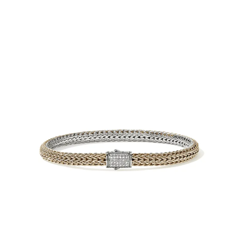 Icon Bracelet, Reversible, Gold, Sterling Silver, Diamonds, 5MM|BUZZP9900962RVDI sold by John Hardy