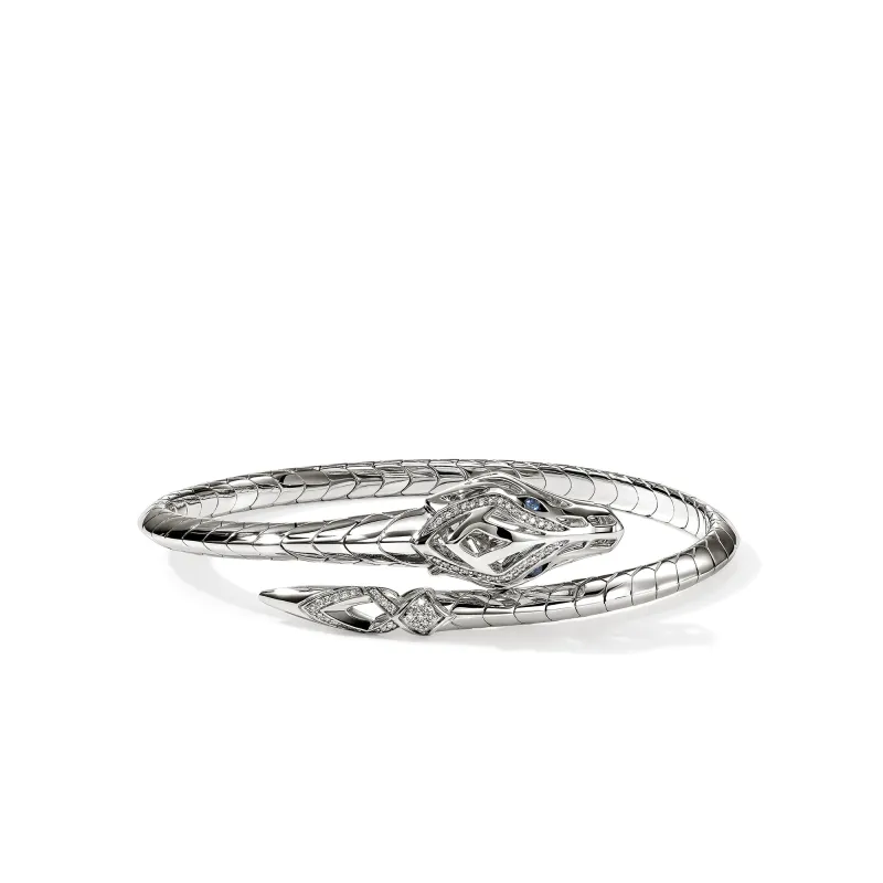 Naga Flex Cuff, Sterling Silver, Diamonds, Blue Sapphires|CBP603682BSPDI sold by John Hardy